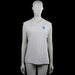 Clockhouse - Tank top - White & Light Blue - Size L - White sleeveless top with a round neckline and straight hem. Features light blue horizontal lines across the chest and a small blue graphic on the front.
