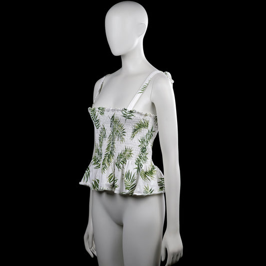 Tank top - White & Olive - Size S