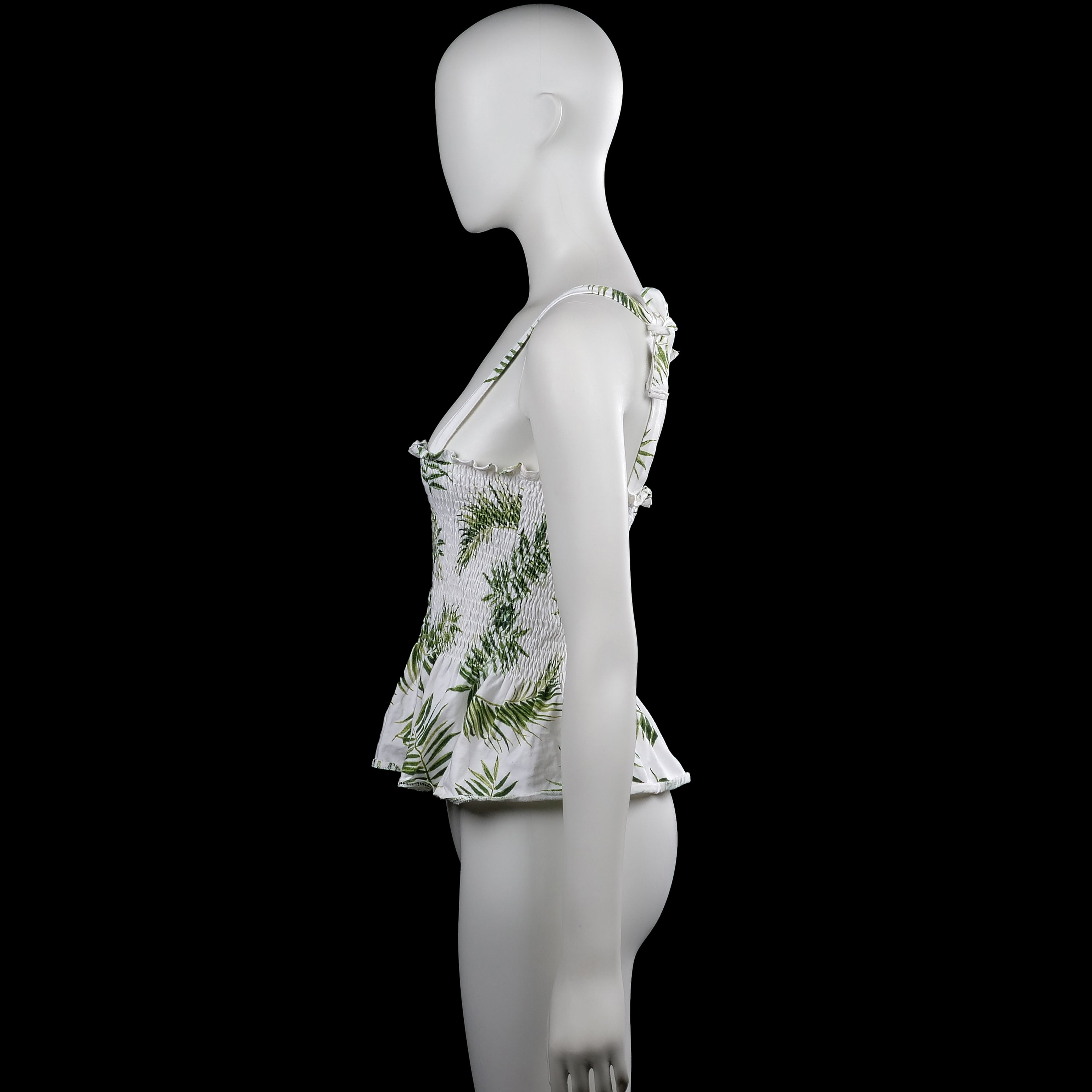 Tank top - White & Olive - Size S