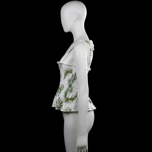 Tank top - White & Olive - Size S