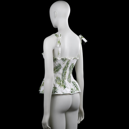 Tank top - White & Olive - Size S