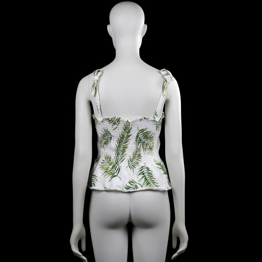 Tank top - White & Olive - Size S