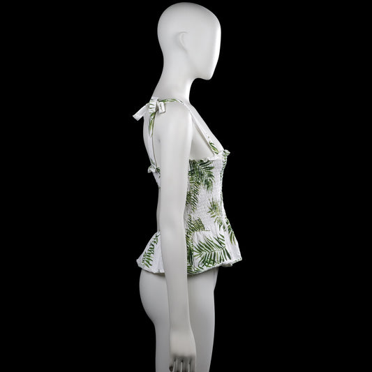 Tank top - White & Olive - Size S