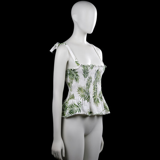 Tank top - White & Olive - Size S