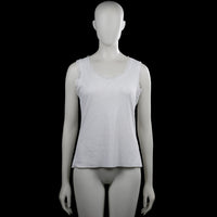 Ofelia - Tank top - White - Size L - White solid sleeveless top with a scoop neckline and lace trim along the neckline and armholes. Straight hem with no visible closures.