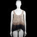 Genuine motor clothings - Tank top - Beige & Black - Size M - Beige and black sleeveless top with a scoop neckline and an allover printed pattern. Features an asymmetrical hem with a darker lower section and no visible closures.