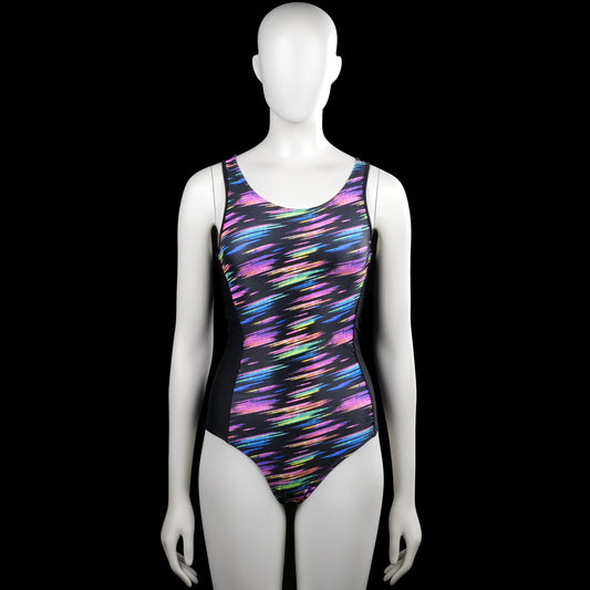 H&M - Bodysuit - Multicolored - Size 158, 164 - Multicolored printed one-piece with a scoop neckline and sleeveless shoulder straps. Features black side panels, a racerback cut, and a large back cutout.