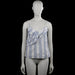 H&m logg - Tank top - White & Navy - Size 36 - White and navy striped camisole top with spaghetti straps and a V-neckline. Features a ruffled front detail and a straight hem.