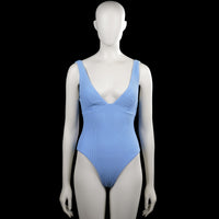 H&M - Bodysuit - Sky Blue - Size 36 - Sky blue solid sleeveless bodysuit with a V-neckline and wide shoulder straps. Straight hem with no visible closures.