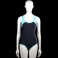 Kappahl - Bodysuit - Navy & Turquoise - Size 170 - Navy and turquoise sleeveless one-piece with a scoop neckline and racerback. Straight leg openings and neckline with turquoise trim.