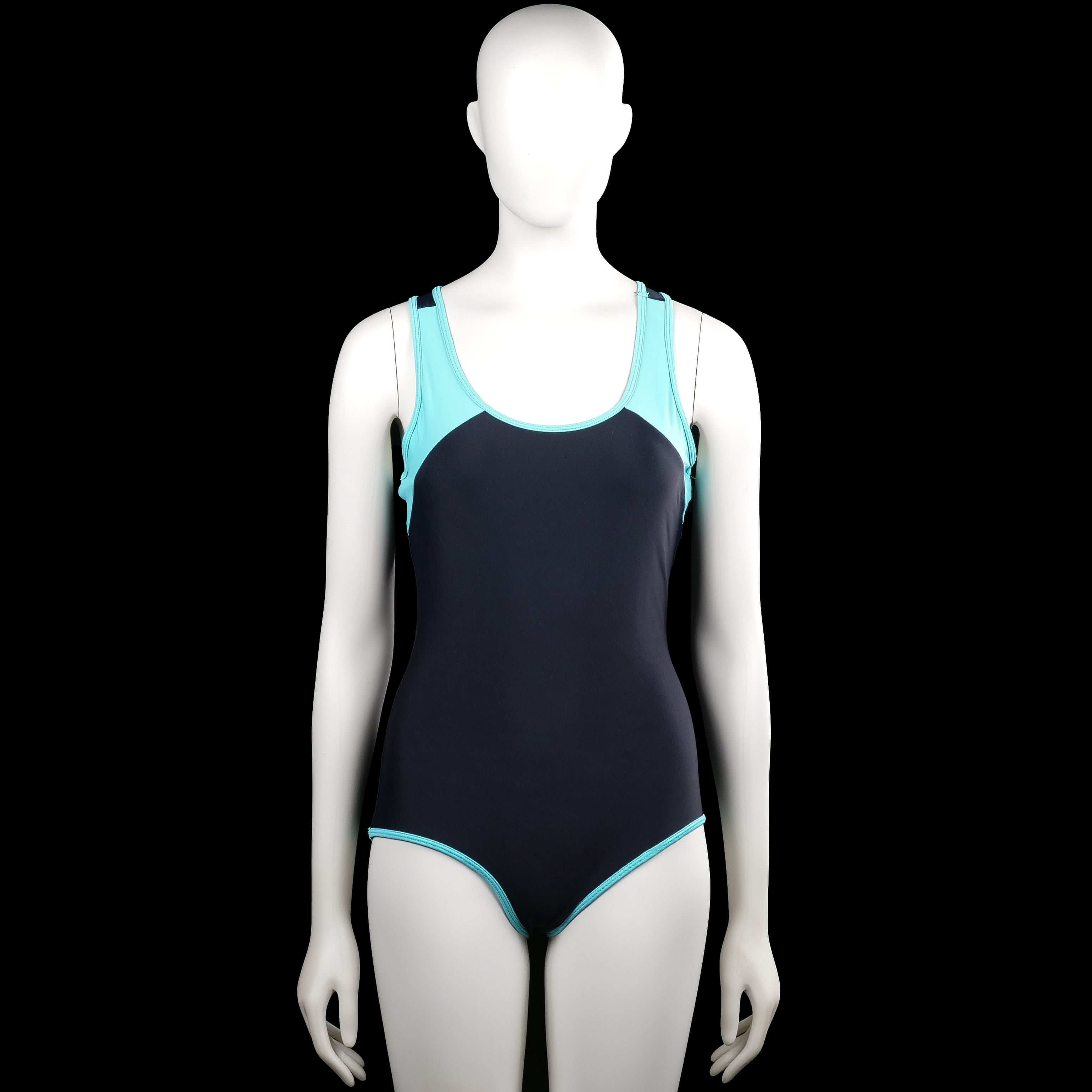 Kappahl - Bodysuit - Navy & Turquoise - Size 170 - Navy and turquoise sleeveless one-piece with a scoop neckline and racerback. Straight leg openings and neckline with turquoise trim.