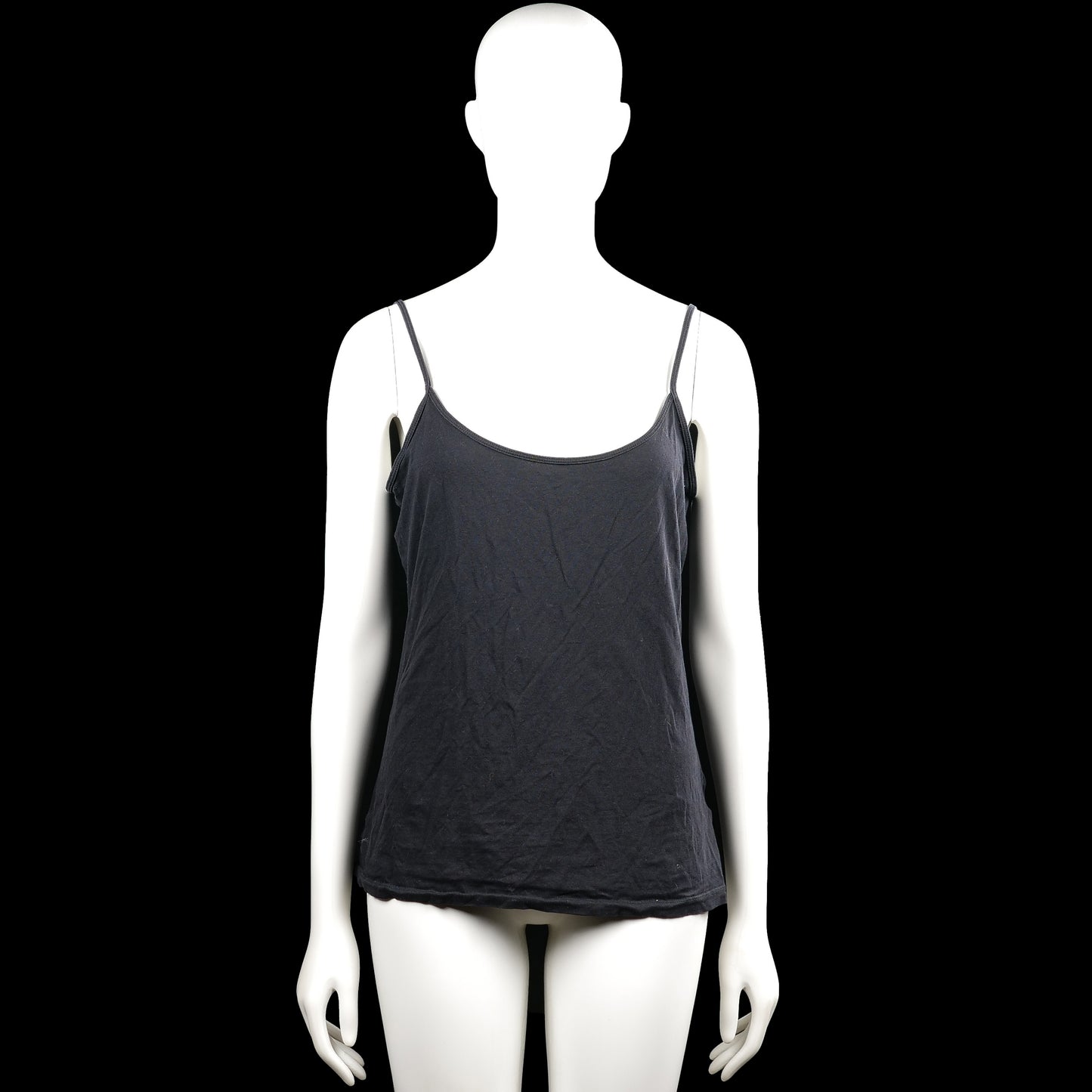 H&m Basics - Tank top - Black - Size L - Black solid camisole top with thin shoulder straps and a scoop neckline. Features a straight hem with no visible closures or pockets.