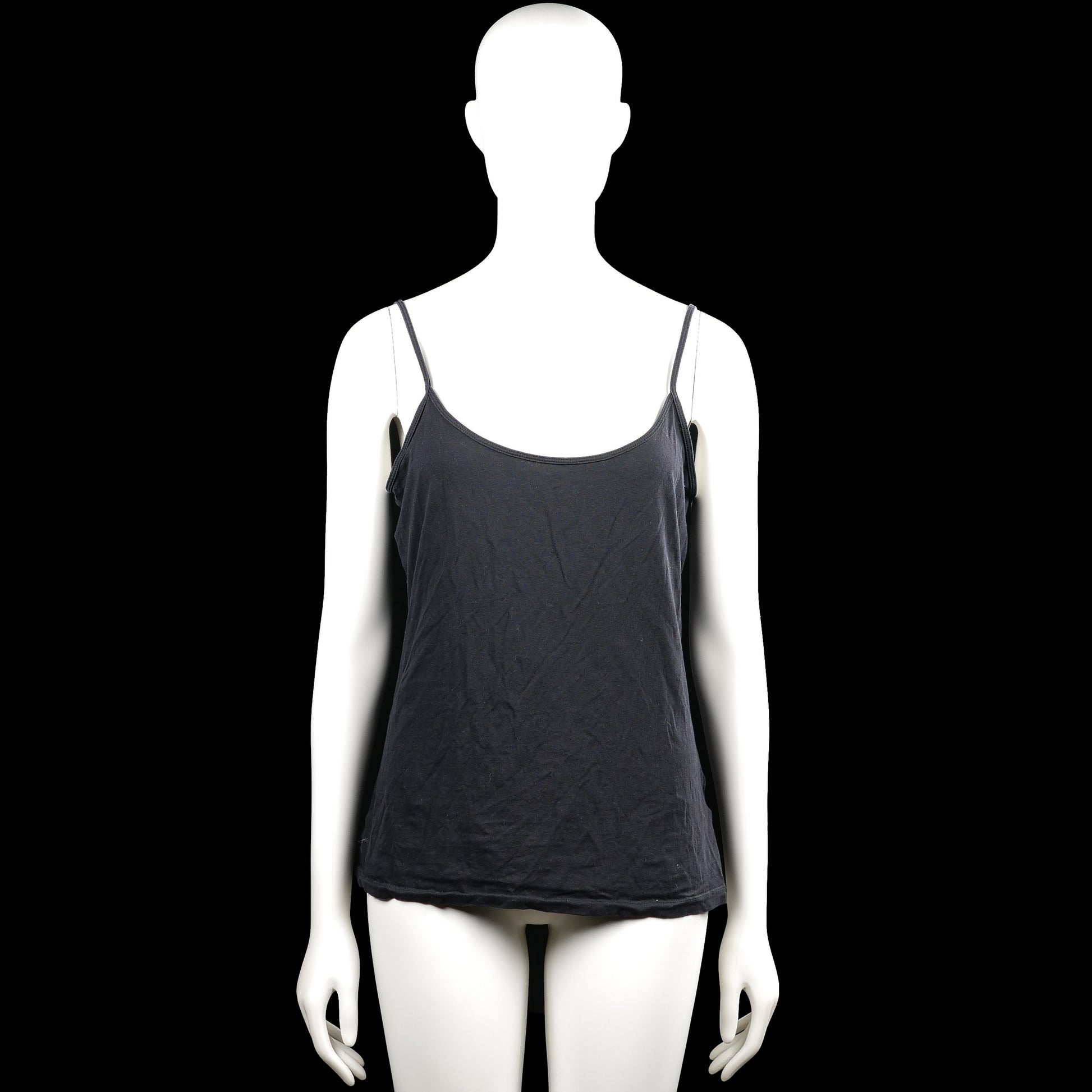 H&m Basics - Tank top - Black - Size L - Black solid camisole top with thin shoulder straps and a scoop neckline. Features a straight hem with no visible closures or pockets.