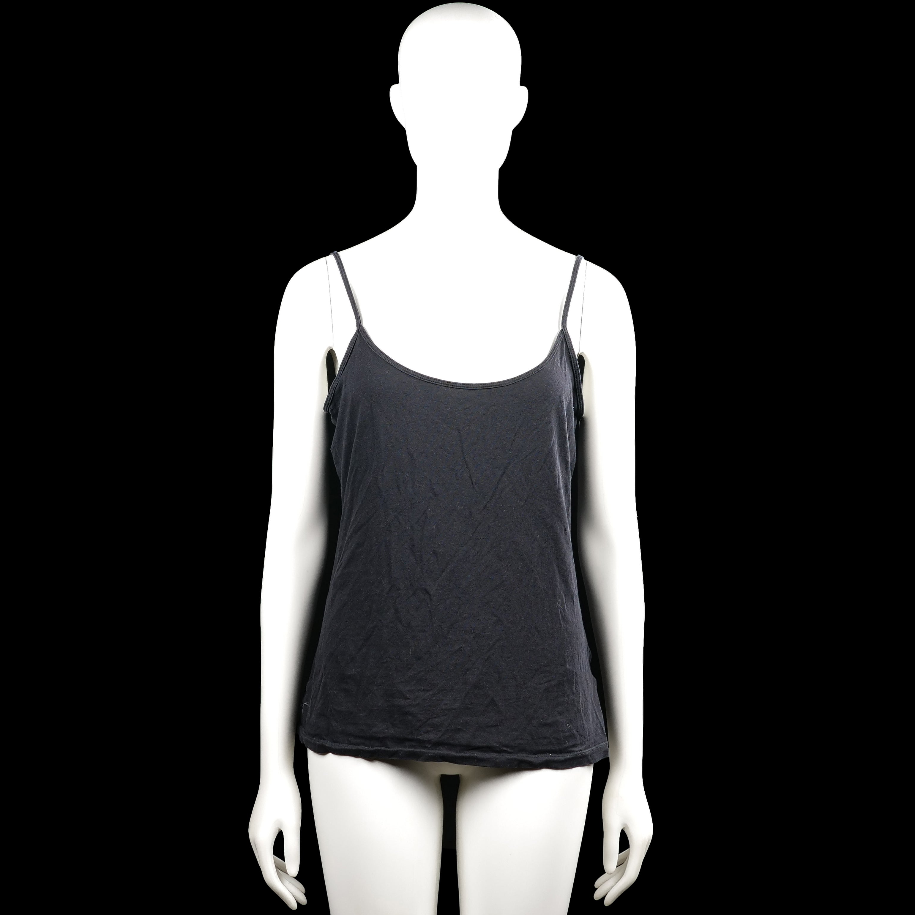H&m Basics - Tank top - Black - Size L - Black solid camisole top with thin shoulder straps and a scoop neckline. Features a straight hem with no visible closures or pockets.