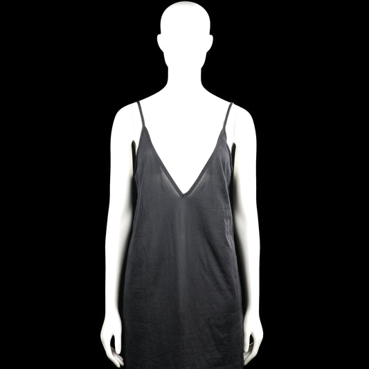 Tank top - Black - Size M - Black solid spaghetti-strap top with a deep V-neckline. Straight hem with no visible closures.