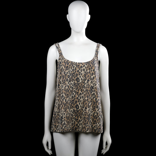 Mywear - Tank top - Beige & Black - Size L - Beige and black leopard-pattern sleeveless top with a scoop neckline and shoulder straps. Straight hem with no visible closures.