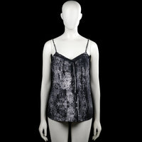 Jacqueline De Yong - Tank top - Black & White - Size 38 - Black and white printed camisole with spaghetti straps and a V-neckline. Features a straight hem and no visible closures.