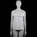 Shein - Tank top - White - Size S - White solid camisole with spaghetti straps and a V-neckline. Features ruffle trim along the neckline and center front, with a curved hem.