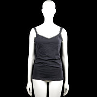 Hema - Tank top - Black - Size L - Black solid camisole with lace-trim shoulder straps and a scoop neckline. Features a straight hem.
