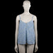 Only - Tank top - Light Blue & Royal Blue - Size M - Light blue camisole top with a royal blue all-over print and thin shoulder straps. Features a V-neckline with a button-front placket and a straight hem.