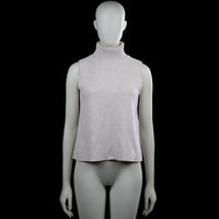 Zara - Turtleneck - Light Gray - Size S - Light gray solid sleeveless top with a ribbed turtleneck. Straight hem with side slits.