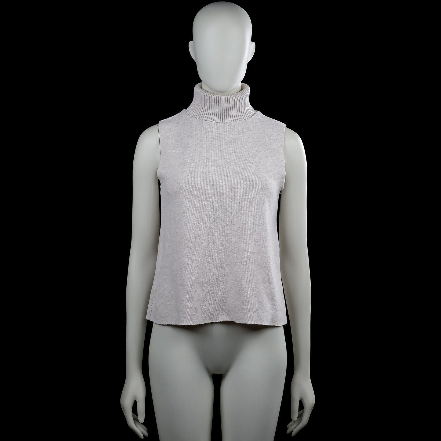 Zara - Turtleneck - Light Gray - Size S - Light gray solid sleeveless top with a ribbed turtleneck. Straight hem with side slits.