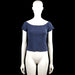 Tommy Hilfiger - T-shirt - Navy - Size 164 - Navy solid ribbed top with a wide boat neckline and short sleeves. Straight hem and plain sleeve cuffs.