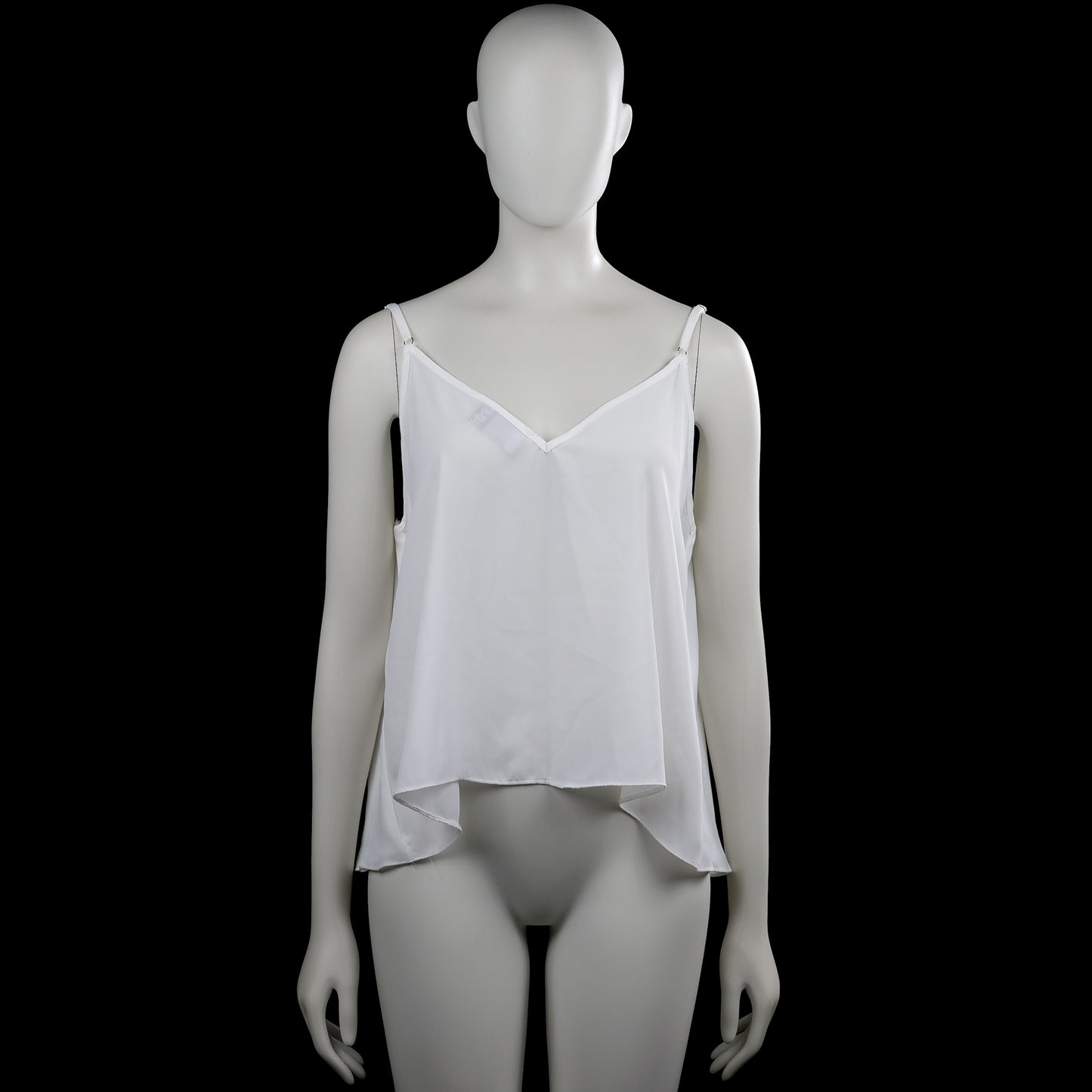 Asos Design - Tank top - White - Size 42 - White solid sleeveless camisole top with thin shoulder straps and a V-neckline. High-low hem with an uneven draped back.