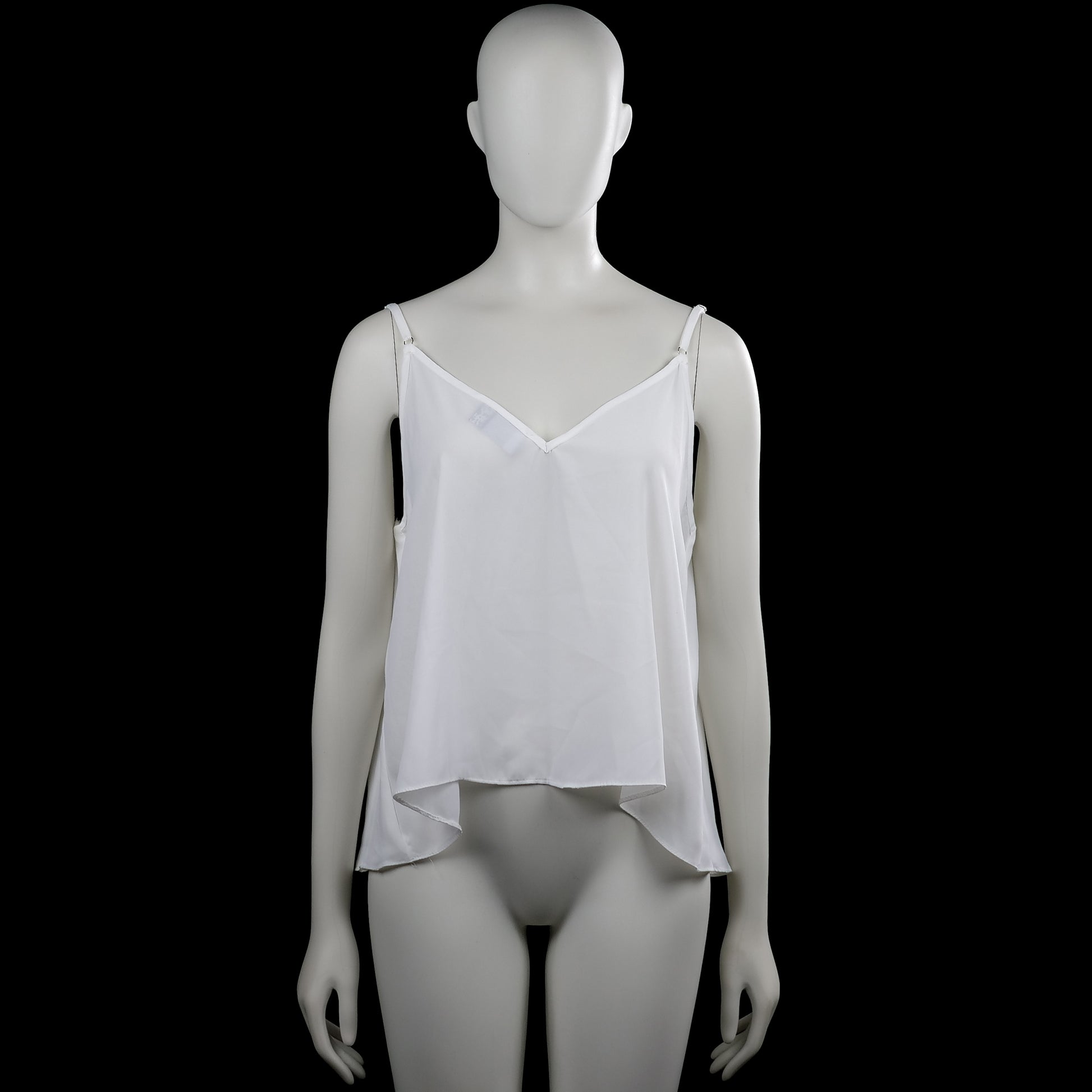 Asos Design - Tank top - White - Size 42 - White solid sleeveless camisole top with thin shoulder straps and a V-neckline. High-low hem with an uneven draped back.
