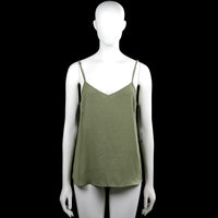 Primark - Tank top - Olive - Size 38 - Olive solid camisole top with thin shoulder straps and a V-neckline. Features a curved hem and plain edges.