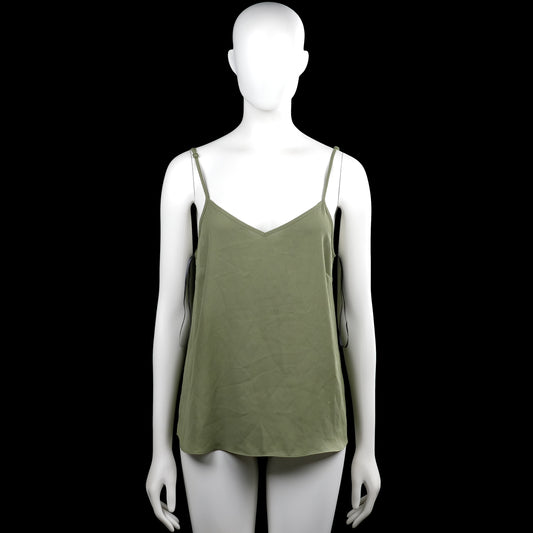 Primark - Tank top - Olive - Size 38 - Olive solid camisole top with thin shoulder straps and a V-neckline. Features a curved hem and plain edges.