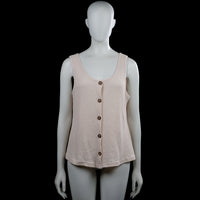 Shein - Tank top - Beige - Size L - Beige sleeveless top with a scoop neckline and a front button closure. Features a straight hem and plain arm openings.