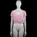 Quzu - Blouse - Pink & White - Size 38 - Pink and white striped cropped top with a squared neckline and short puff sleeves with elastic cuffs. Straight hem with a visible side zipper.