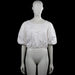 H&M - Blouse - White - Size 44 - White solid blouse with a scoop neck and short puff sleeves with elastic cuffs. Cropped elastic hem and button closure down the center back.