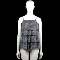 Lindex kids - Tank top - Black & White - Size 170 - Black and white printed sleeveless top with thin shoulder straps and a squared neckline. Tiered ruffle overlay with a straight hem.