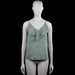 Shein - Tank top - Sage & White - Size M - Sage camisole top with white all-over print and a V-neckline. Sleeveless with spaghetti straps, a layered ruffle detail at the front, and a straight hem.