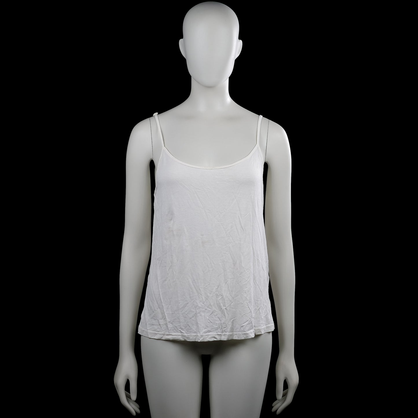 Atelier - Tank top - White - Size S - White solid camisole top with thin shoulder straps and a scoop neckline. Features a straight hem with no visible closures or pockets.