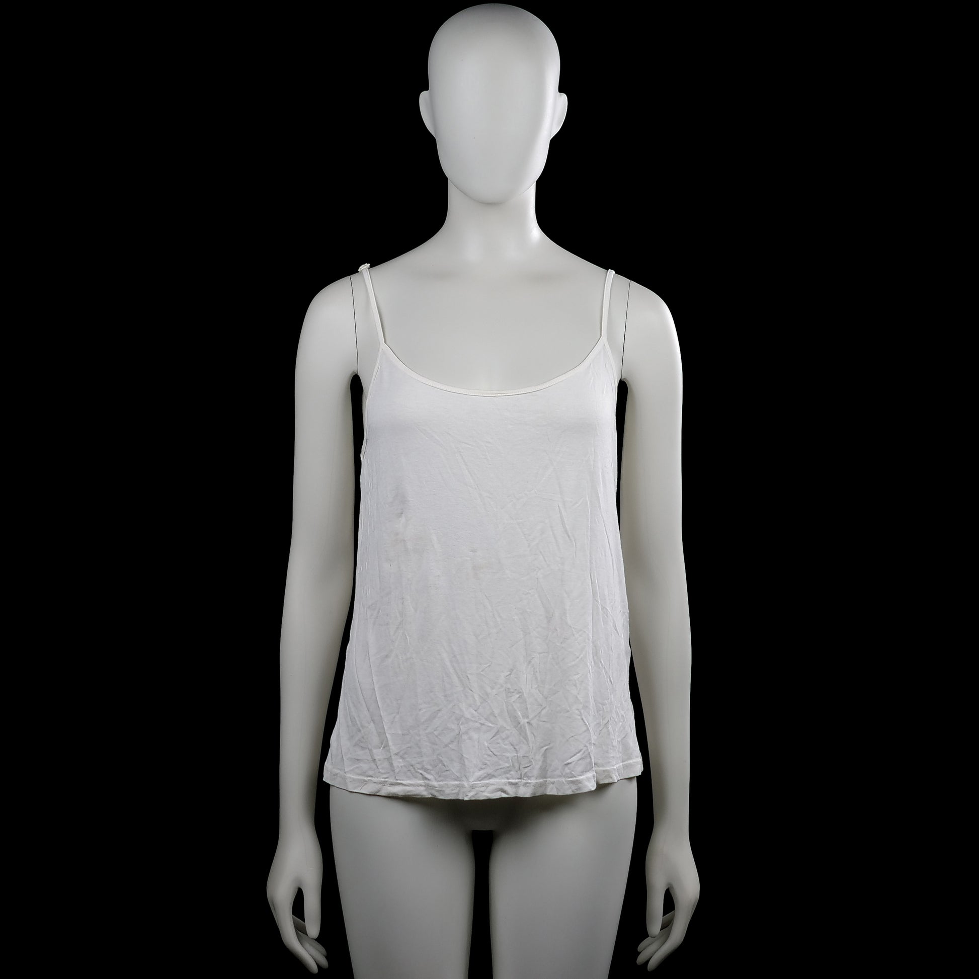 Atelier - Tank top - White - Size S - White solid camisole top with thin shoulder straps and a scoop neckline. Features a straight hem with no visible closures or pockets.