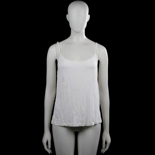 Atelier - Tank top - White - Size S - White solid camisole top with thin shoulder straps and a scoop neckline. Features a straight hem with no visible closures or pockets.
