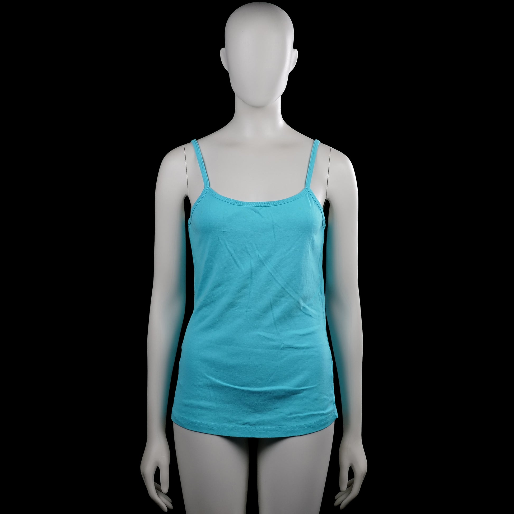 Emonite Emoi - Tank top - Turquoise - Size S - Turquoise solid camisole with thin shoulder straps and a scoop neckline. Straight hem with no visible closures.