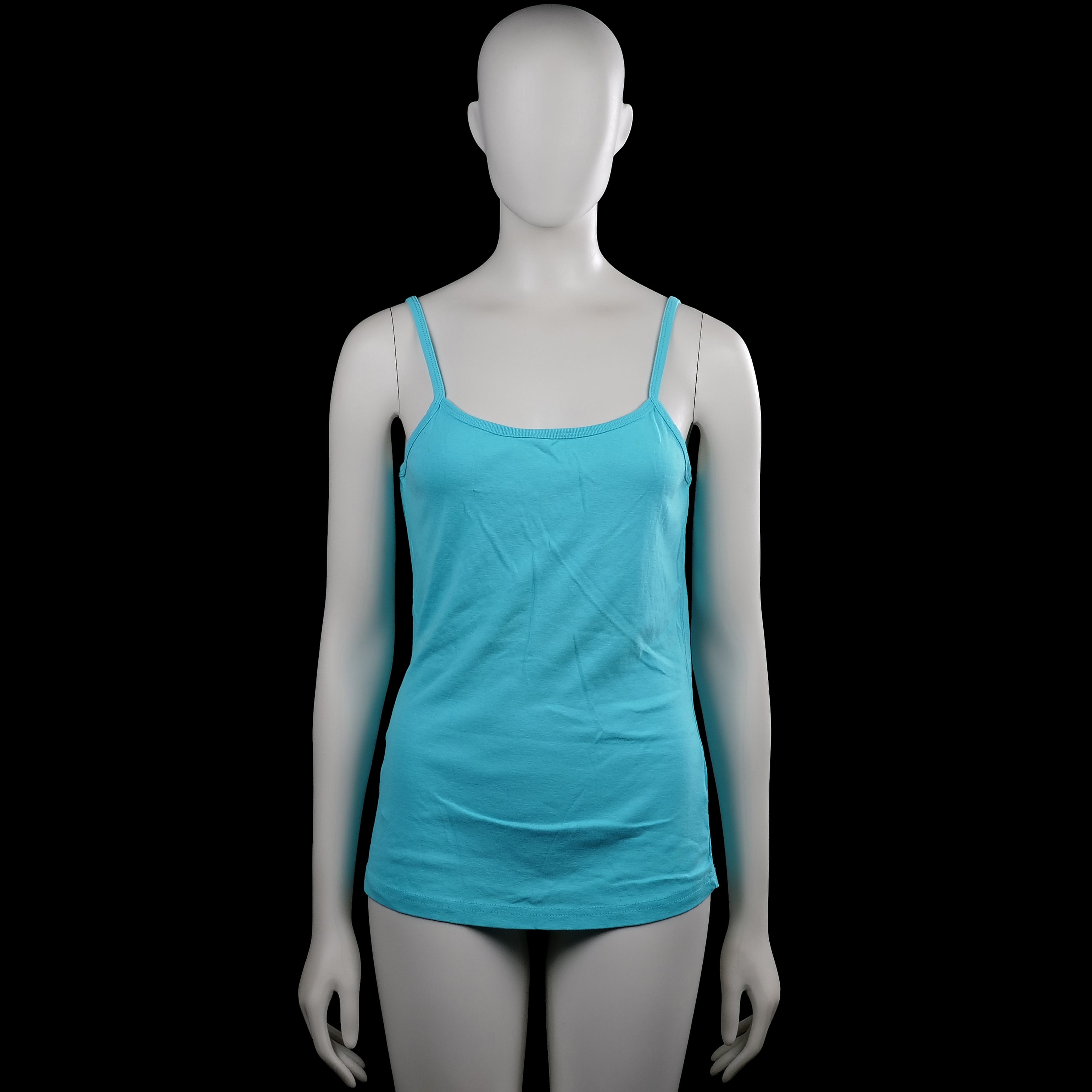 Emonite Emoi - Tank top - Turquoise - Size S - Turquoise solid camisole with thin shoulder straps and a scoop neckline. Straight hem with no visible closures.