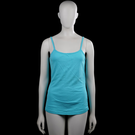Emonite Emoi - Tank top - Turquoise - Size S - Turquoise solid camisole with thin shoulder straps and a scoop neckline. Straight hem with no visible closures.