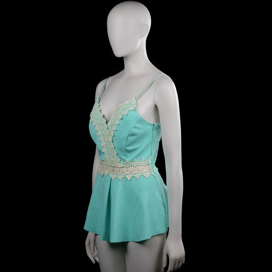 Tank top - Turquoise & White - Size S