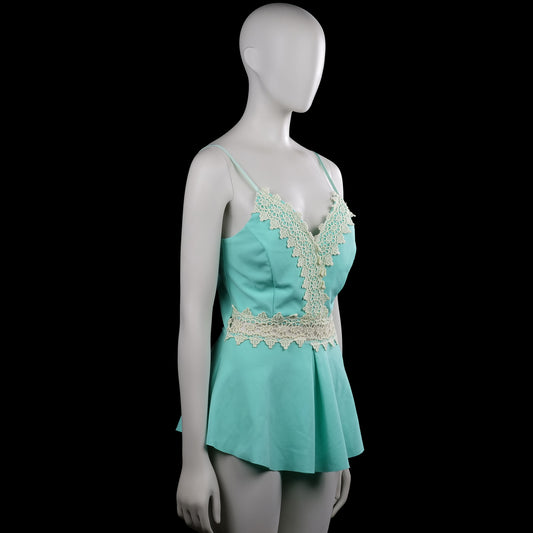 Tank top - Turquoise & White - Size S