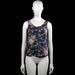 Vero Moda - Tank top - Navy & Pink - Size S - Sleeveless navy top with a pink floral pattern and a scoop neckline. Features a back keyhole opening and a straight hem.