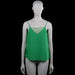 Vintage Dressing - Tank top - Forest Green - Size S - Forest green solid camisole top with thin shoulder straps and a V-neckline with a lace inset. Curved hem.