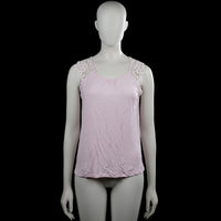 Sincerely loved - Tank top - Light Pink & White - Size M - Light pink sleeveless top with a scoop neckline and white lace panels at the shoulders. Solid design with plain arm openings and a straight hem.