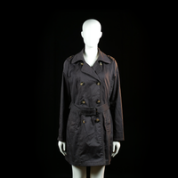 Yessica - Trench coat - Charcoal - Size 42 - Double-breasted coat with a waist belt and shoulder epaulets, featuring a notched collar and button cuffs. Length extends to mid-thigh.