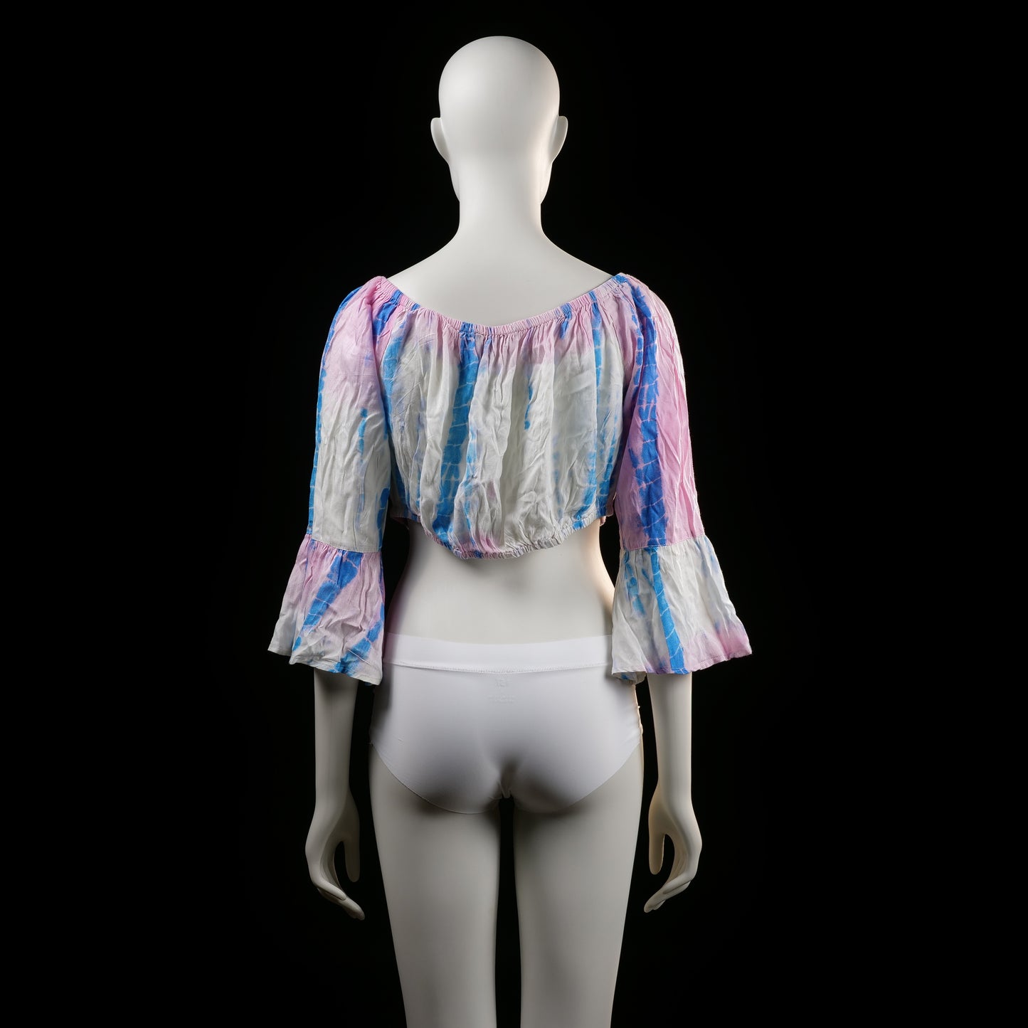 Blouse - White & Light Blue & Pink - Size L
