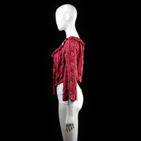 Blouse - Burgundy & White - Size 44